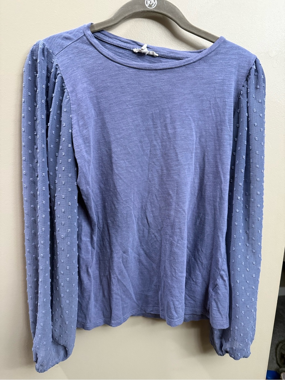 Maurices Lavender Blue Long-Sleeve Textured Sleeve Top
